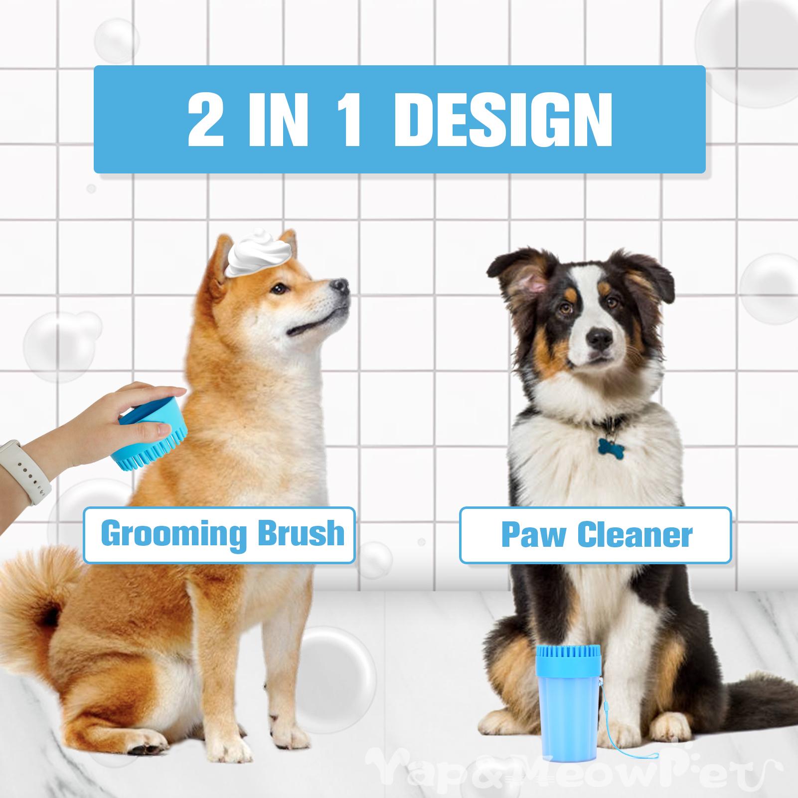 Dog Paw Cleaner for Dogs 2 in 1 Silicone Paw Cleaner Dog Paw Washer Dog Grooming Soft Bristles Portable Dog Cleaning Brush for Puppy Cats with Mud Claws