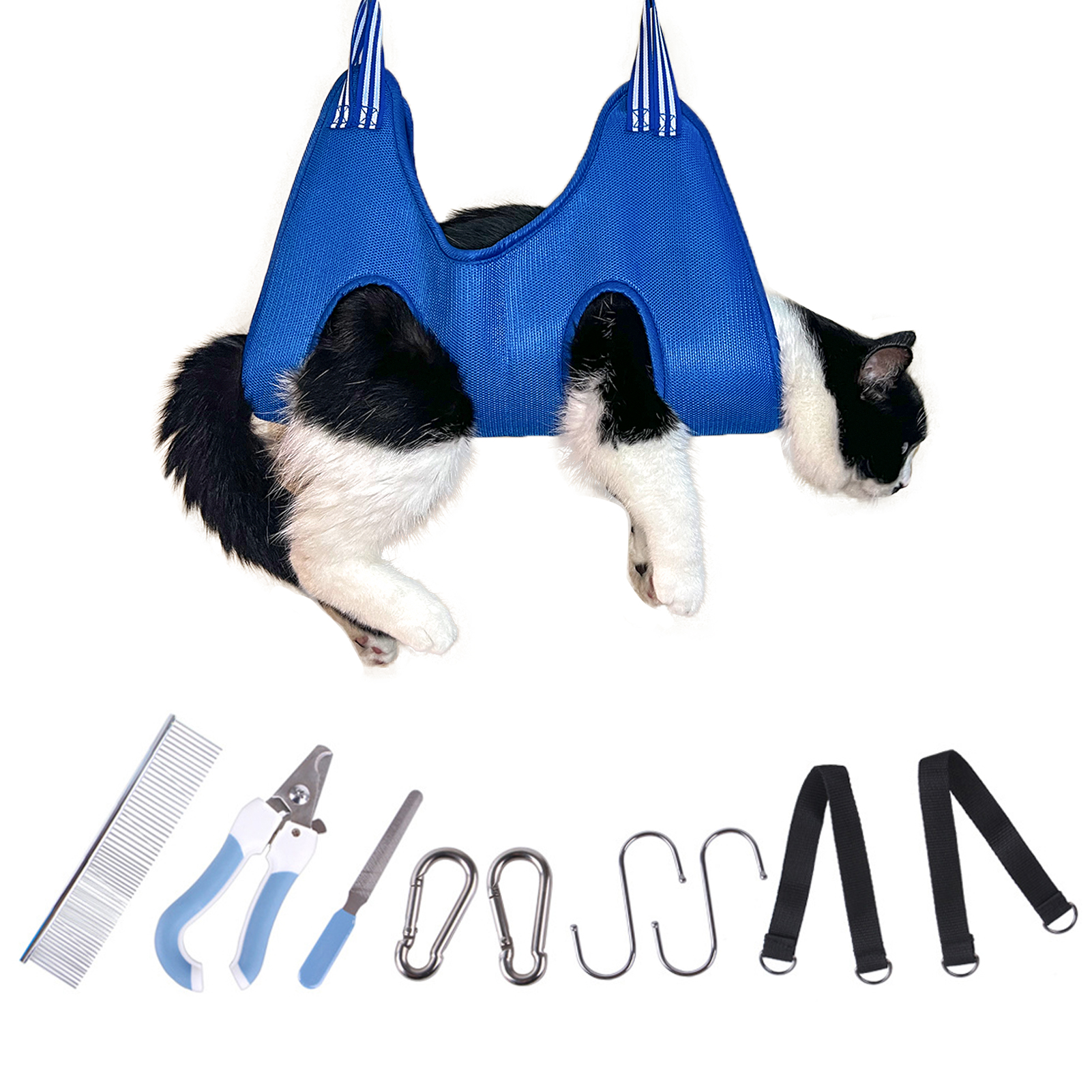 10 in 1 Pet Grooming Hammock for Dog & Cat with Nail Trimmers/Nail Clipper/Slings/Comb for Grooming,Breathable Dog Hammock Restraint Bag Dog Grooming Harness for Dog & Cat