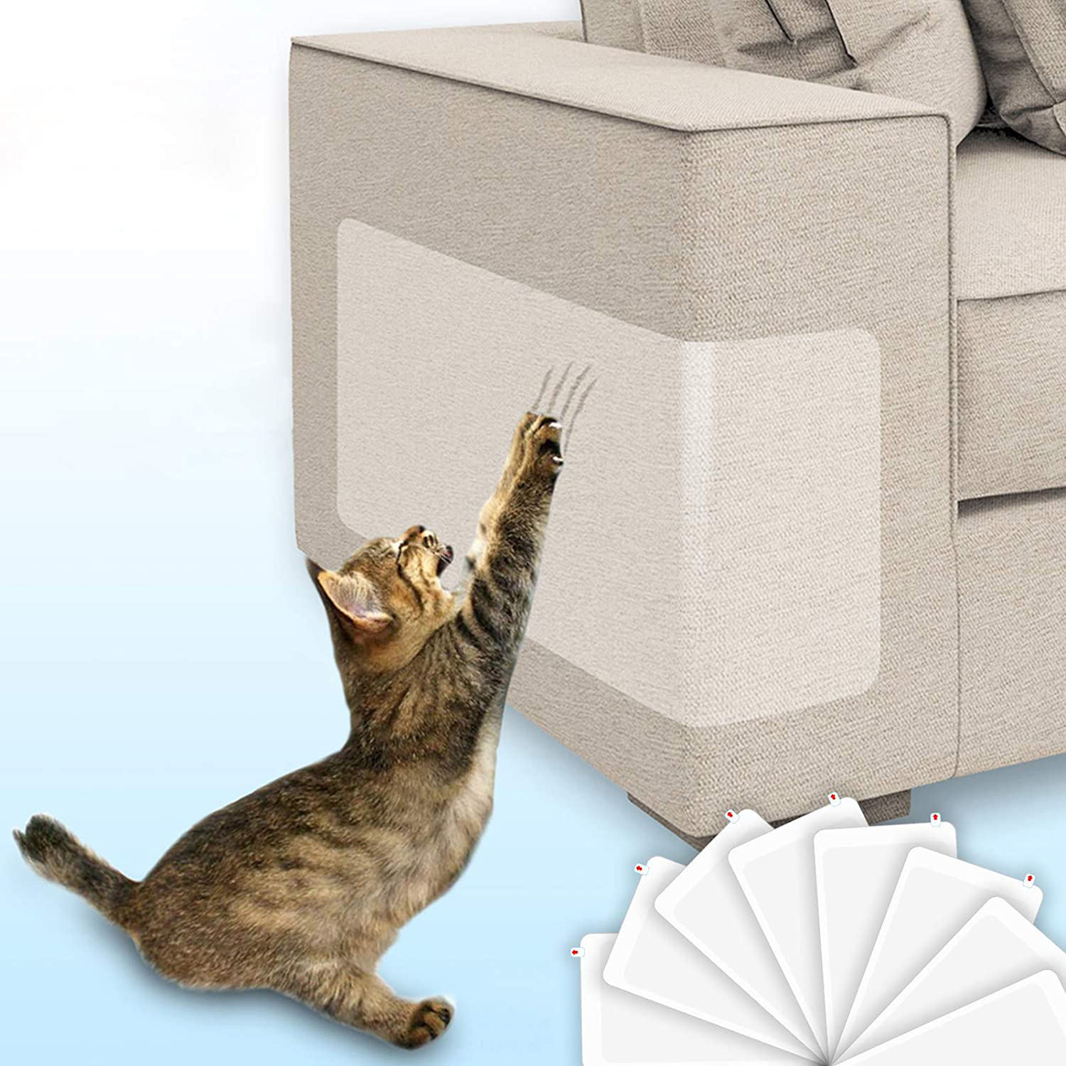 Upgrade 8pcs Cat Couch Protectors Double Anti-scratch Cat Scratch Deterrent Tape