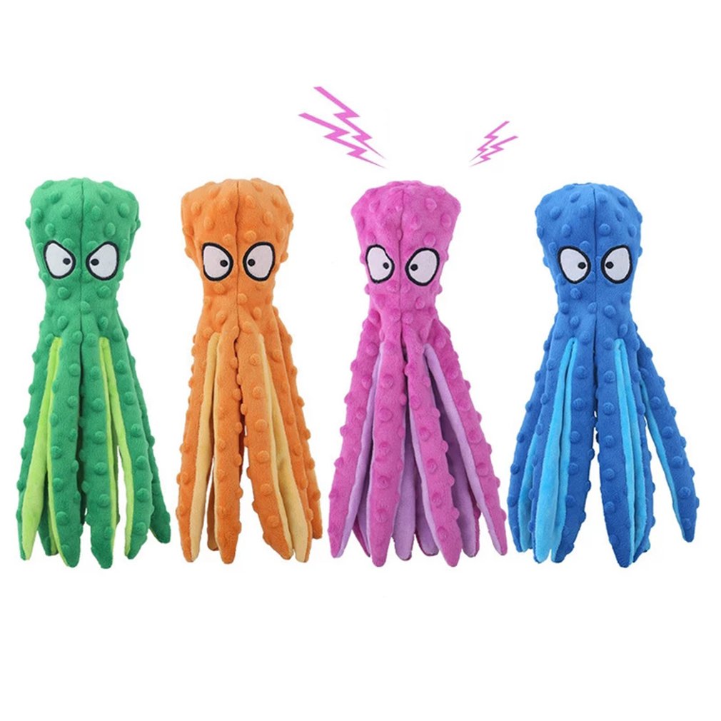 New Designed Plush Octopus Dog Toys Bite-Resistant Squeak Chew Puppy Training Outdoor Soft Pet Accessories