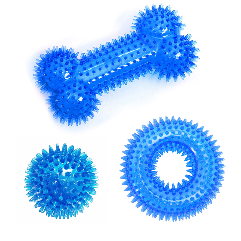 TPR Durable Dogs Toys Dog Ball Squeak Toys Bouncy Floating Teeth Cleaning Spiky Squeaky Ball