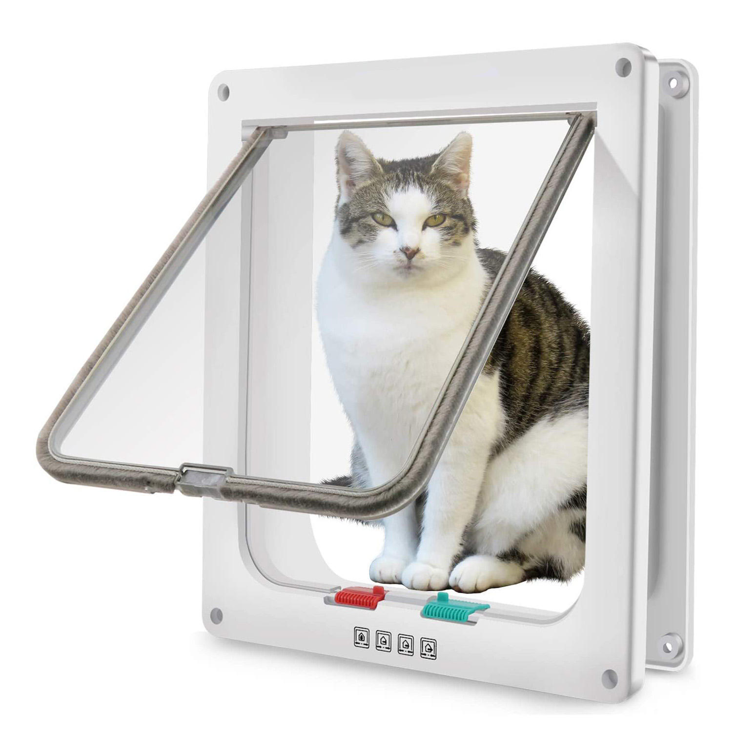 Pet Flap Brown Automatic Interior PVC Dog Cat Doors Cat Door 4 Way Locking Magnetic For Home Puppy & Cat Pet Door