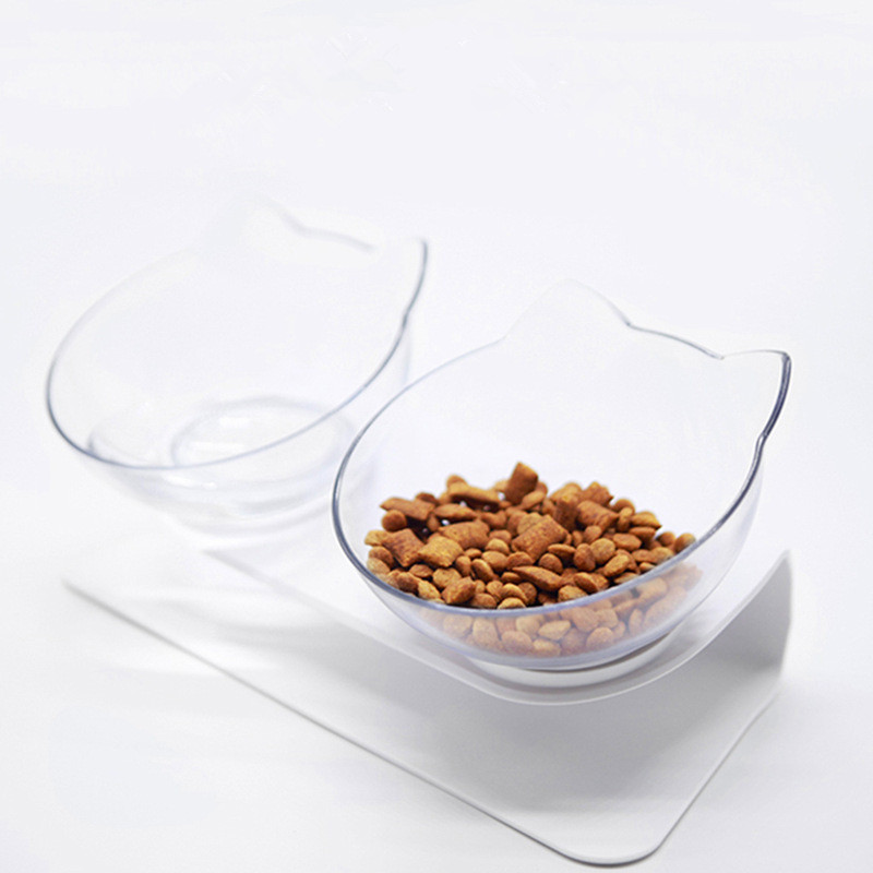 Designer Cervical Cat Non-slip Unique Food Bowl Double Transparent Cat Bowl