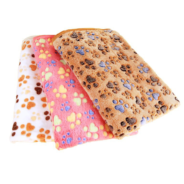 Wholesale Soft Warm Pet Dog Bed Cushion Accessories Coral Velvet Paw Pattern Dog Mattress Pad Plush Cat Fleece Pet Dog Blanket