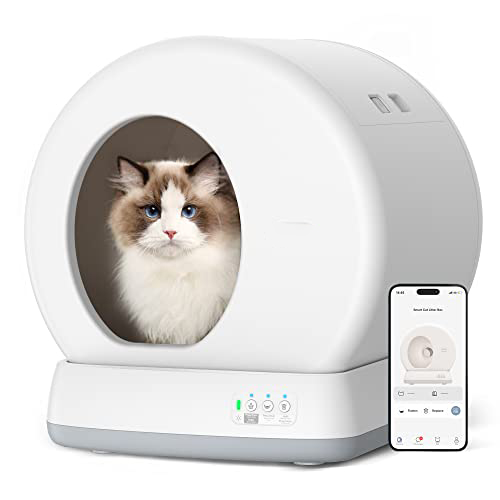 Self-Cleaning Cat Litter Box for Multi Cats Extra Large Odor Isolation APP Control Smart Cat Litter Box with Mat & Liner