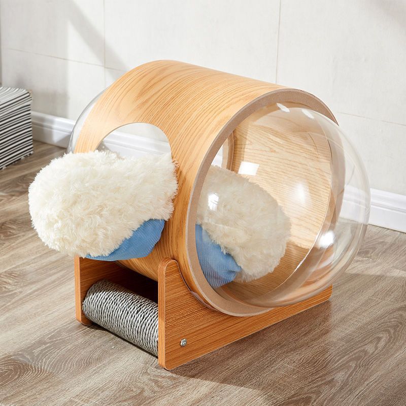Wholesale Semi-Closed Creative Indoor And Outdoor Transparent Pet Furniture Cat Space Capsule Cat Bed with mat