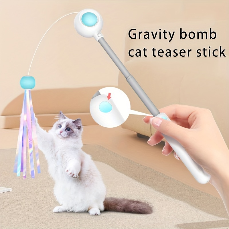 New Design Customizable Luxury Retractable Pet Tease Interactive Cat Toys Cat Teaser Stick For Indoor Playing