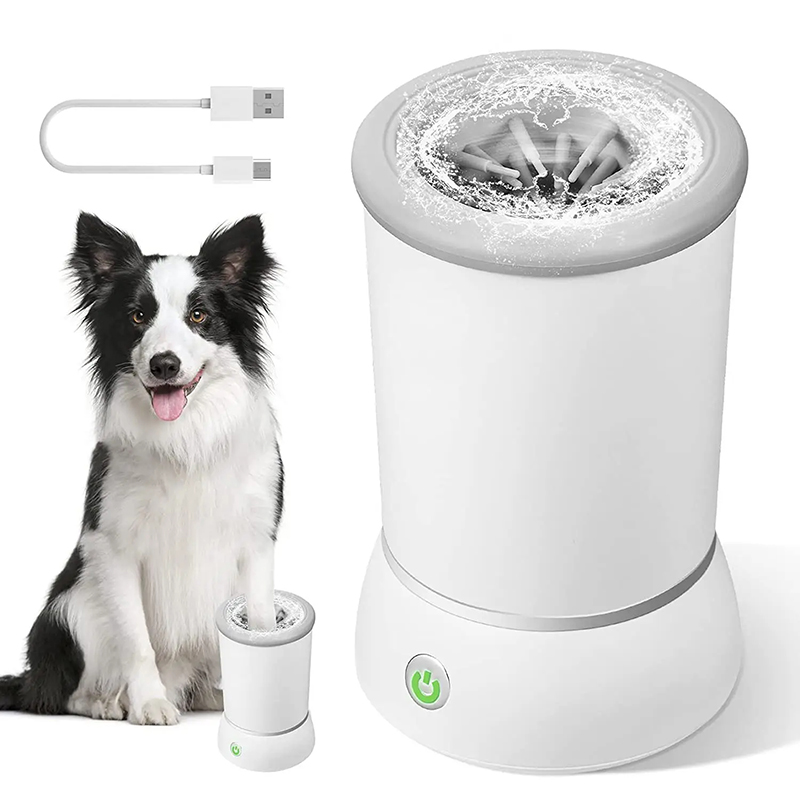Hot Selling Eco-Friendly Pet Cleaning USB Rechargeable Electric Automatic Dog Paw Cleaner With Silicone Brushes