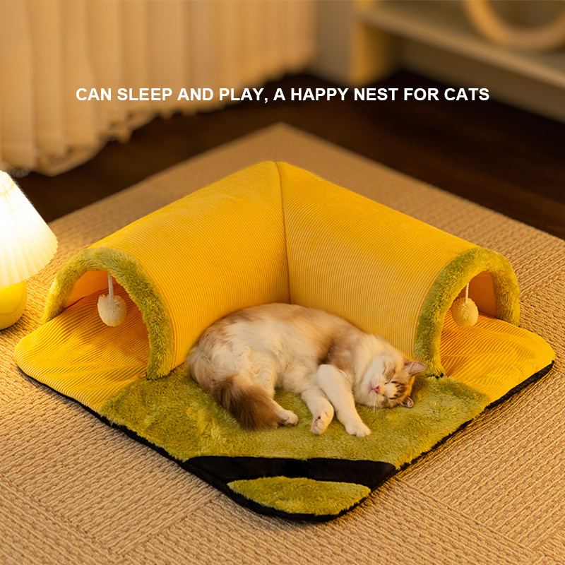 New Arrival Autumn And Winter Eco-friendly Plush Thickened Foldable Interactive Cat Tunnels For Indoor
