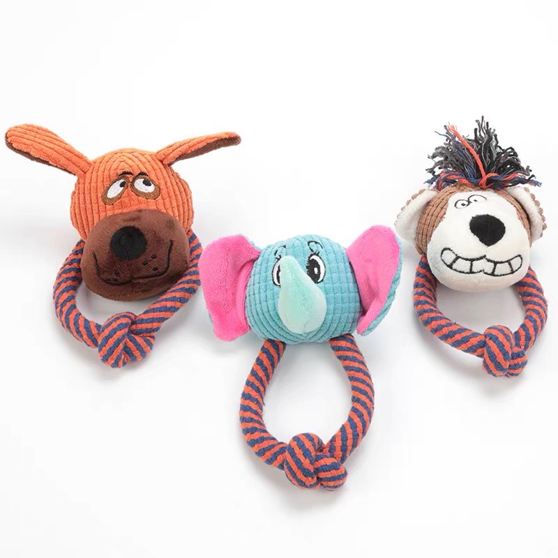 Wholesale Teeth Cleaning Custom Interactive Bite-Resistant Chewing Squeaky Plush Dog Toys