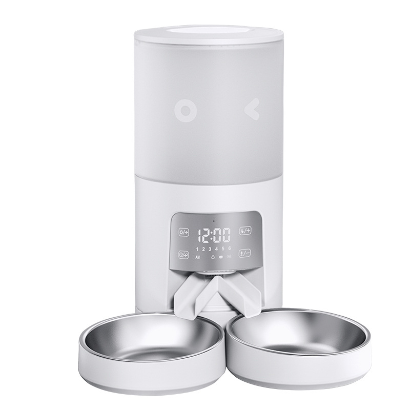 Automatic Cat Feeder for 2 Cats 5G WiFi Pet Feeder Dispenser APP Control 10S Voice Recorder Timed Cat Feeder with Double Bowl 6L