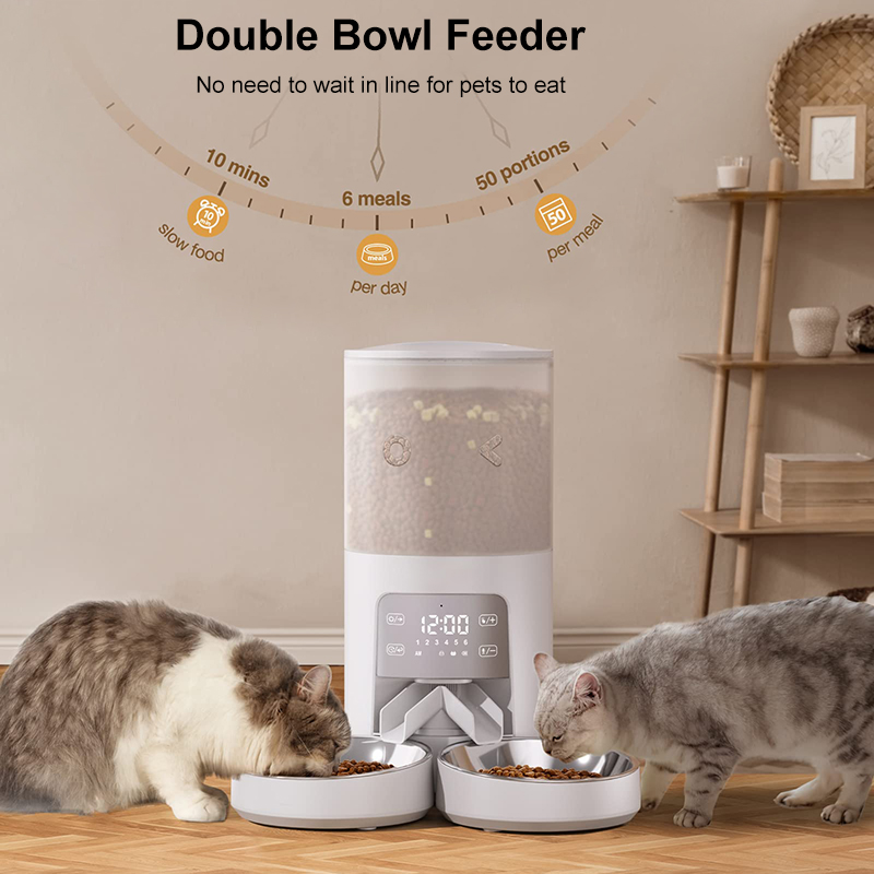 Automatic Cat Feeder for 2 Cats 5G WiFi Pet Feeder Dispenser APP Control 10S Voice Recorder Timed Cat Feeder with Double Bowl 6L Automatic Cat Feeder for 2 Cats 5G WiFi Pet Feeder Dispenser APP Control 10S Voice Recorder Timed Cat Feeder with Double Bowl 6L